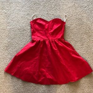 Red strapless summer dress